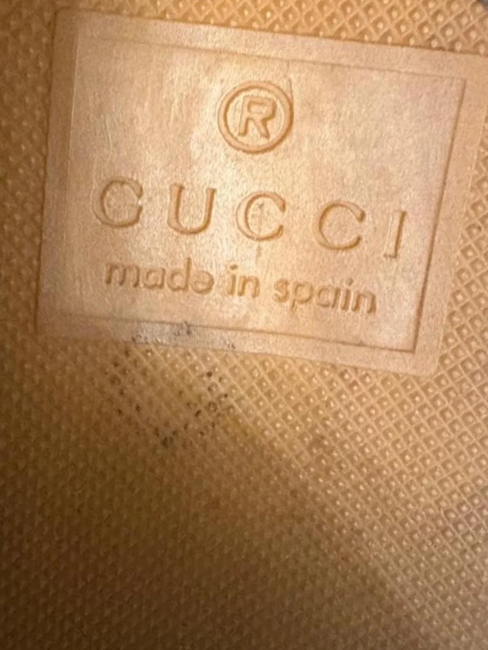 Gucci Brown & Black Monogram Espadrille Flats with Gold Bee Detail